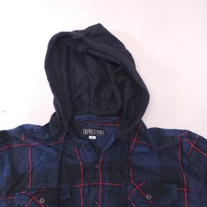 Caliville Casual Button Up Long Sleeve Hoodie Mens Size Large L Blue Plaid